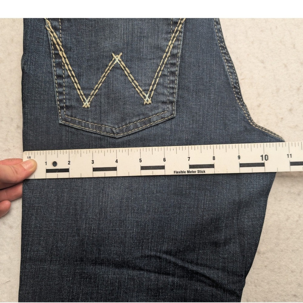 NWT Wrangler Retro Mae Trouser Jeans Womens 27/3x36 Dark Wash Mid Rise Stretch - Picture 7 of 12